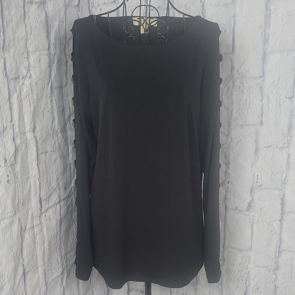 Michael Kors Black Bedazzled Long Sleeves‎ Blouse Medium